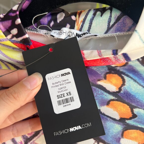 NEW Fashion Nova Butterfly Desire Printed Bodycon Dress Size XS - Picture 6 of 7